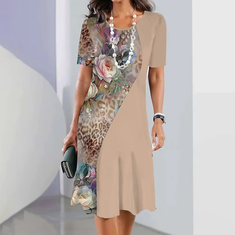 Ursulla - Floral Print Short Sleeve Midi Dress