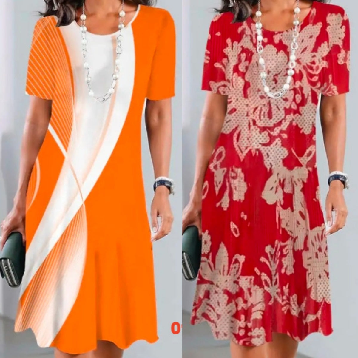 Lourah – Printed Pleated Midi Dress