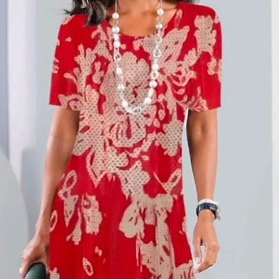 Lourah – Printed Pleated Midi Dress