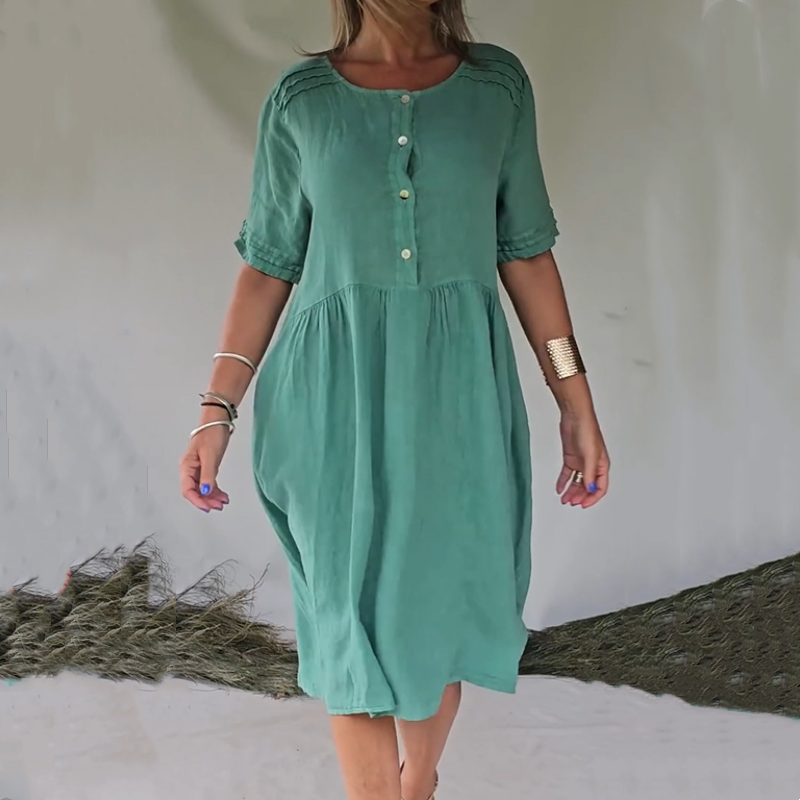 Lexi | Button Front Midi Dress Half Sleeves