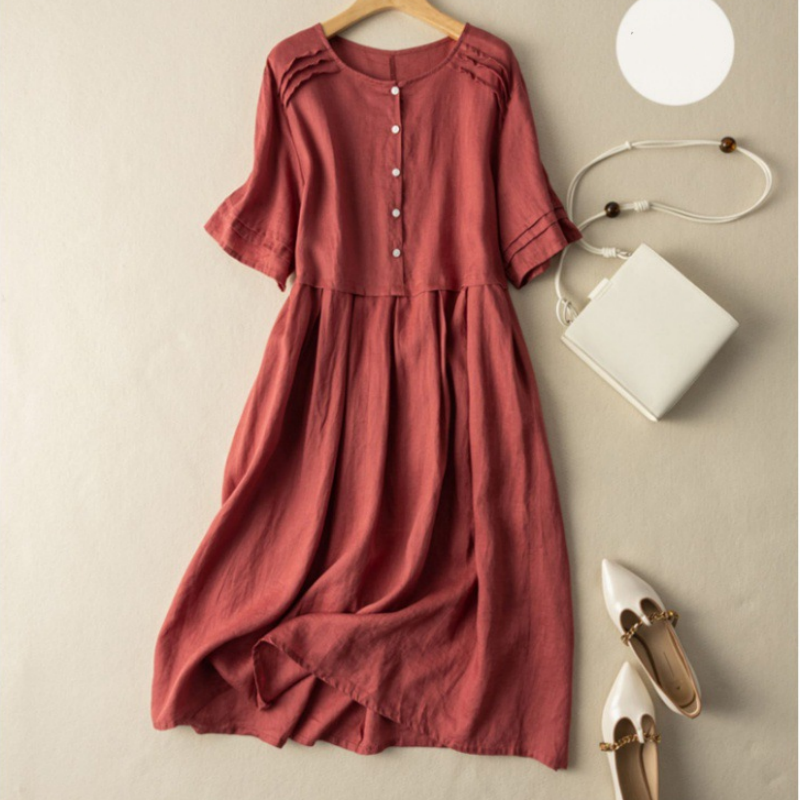 Lexi | Button Front Midi Dress Half Sleeves