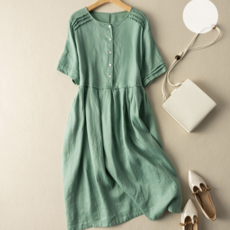 Lexi | Button Front Midi Dress Half Sleeves