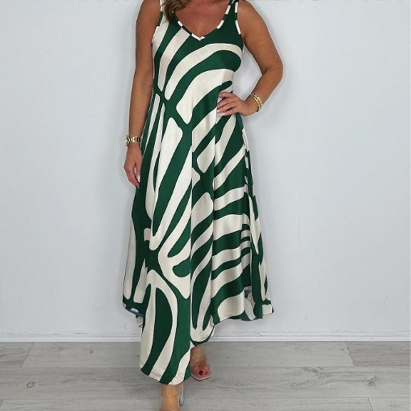 Rodica | Sleeveless V Neck Abstract Maxi Dress