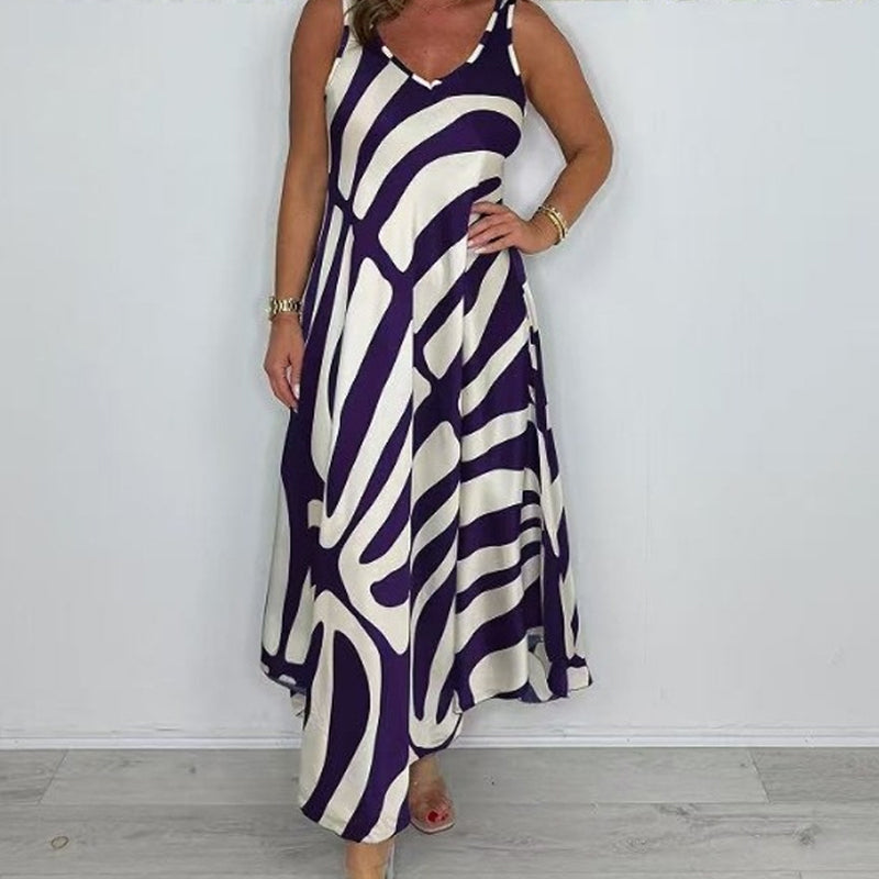 Rodica | Sleeveless V Neck Abstract Maxi Dress