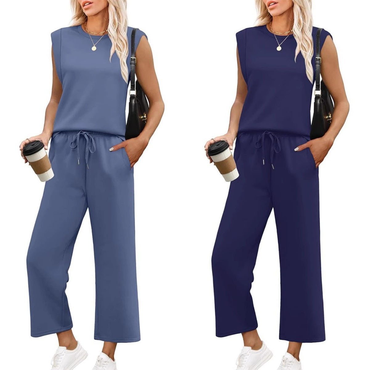 Odeta | Sleeveless Wide Leg Two Piece Set