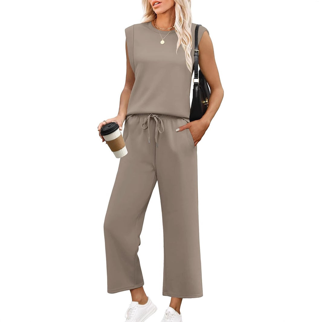 Odeta | Sleeveless Wide Leg Two Piece Set