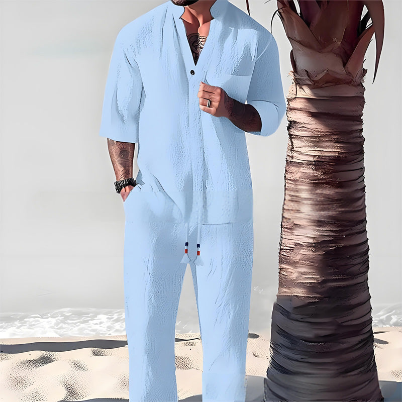 Friedrich | Textured Short Sleeve Shirt Trousers Set
