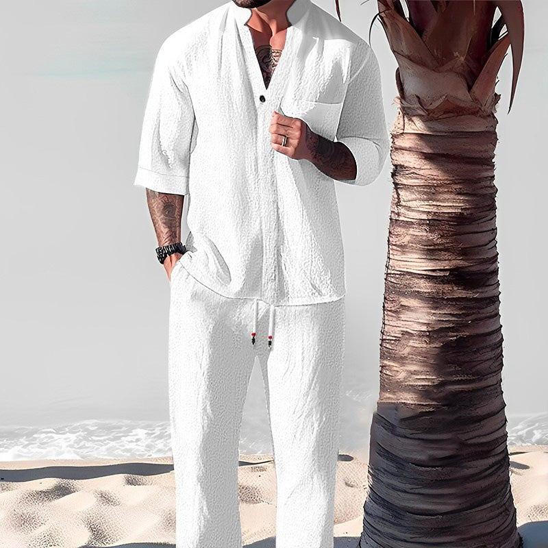 Friedrich | Textured Short Sleeve Shirt Trousers Set