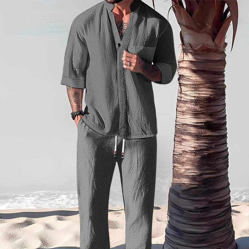 Friedrich | Textured Short Sleeve Shirt Trousers Set