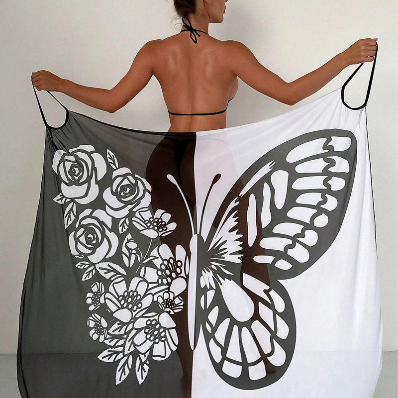 Melora | Swimsuit Cover-Up Butterfly Print Maxi Dress