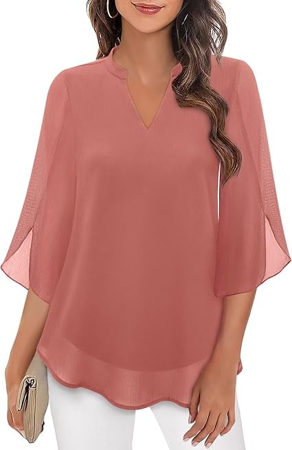 Styliani | Chiffon V Neck Bell Sleeve Blouse