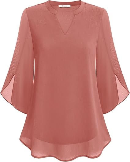 Styliani | Chiffon V Neck Bell Sleeve Blouse