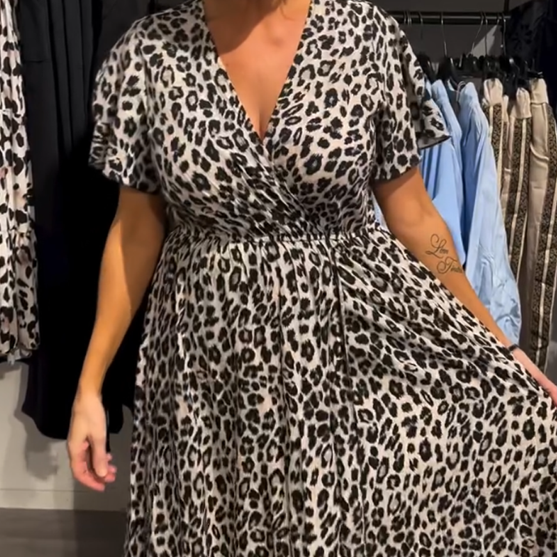 Sirina | Leopard Print V Neck Maxi Dress