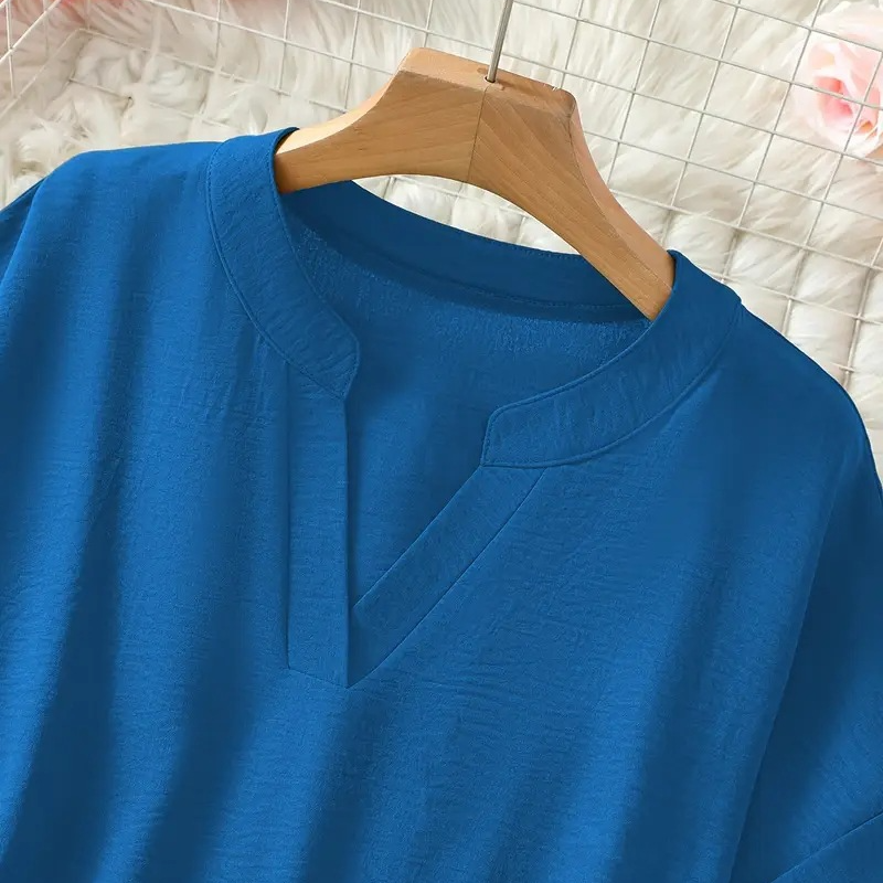 Seleana | V-Neck Linen Summer Blouse Top