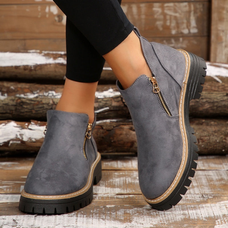 Birgitta | Ankle Boots with Side Zip Lug Sole