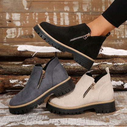 Birgitta | Ankle Boots with Side Zip Lug Sole