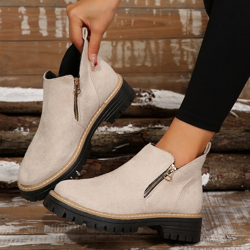 Birgitta | Ankle Boots with Side Zip Lug Sole