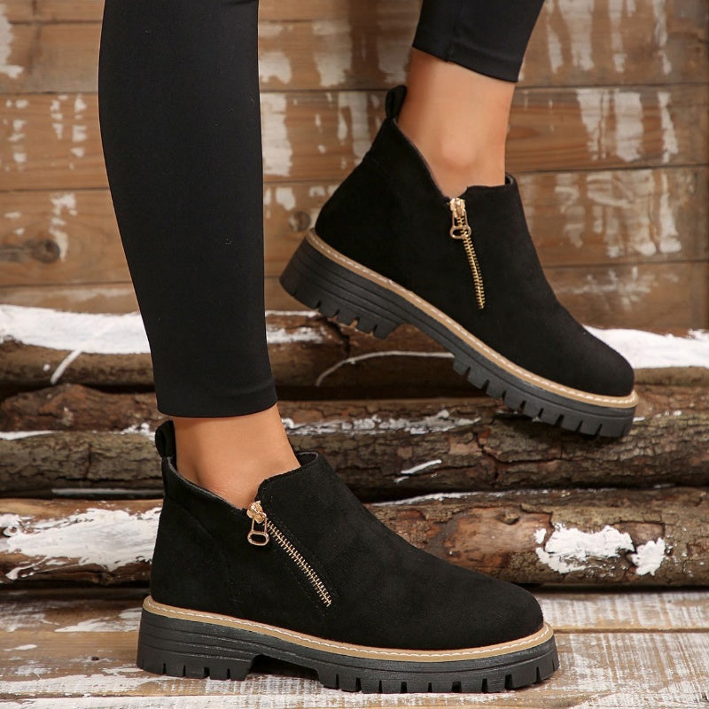 Birgitta | Ankle Boots with Side Zip Lug Sole