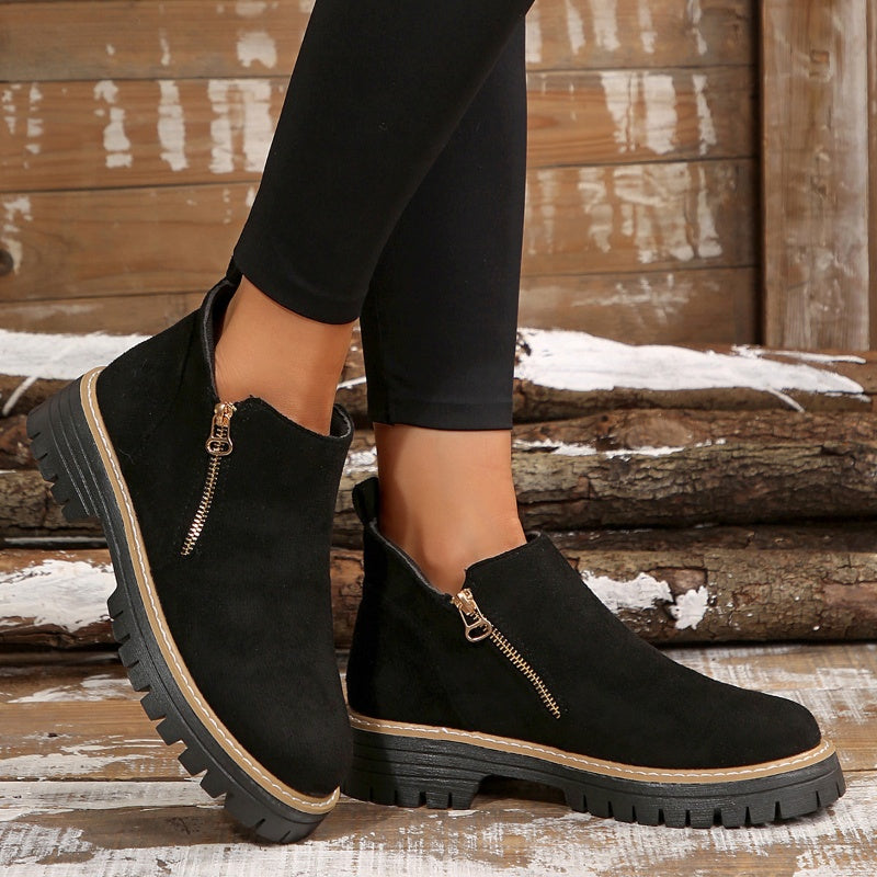 Birgitta | Ankle Boots with Side Zip Lug Sole
