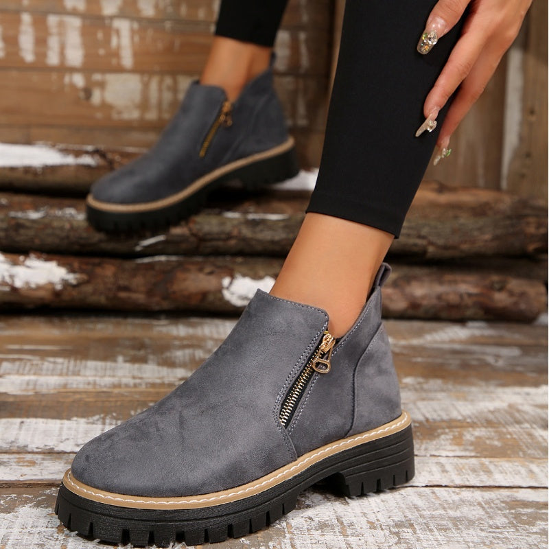 Birgitta | Ankle Boots with Side Zip Lug Sole