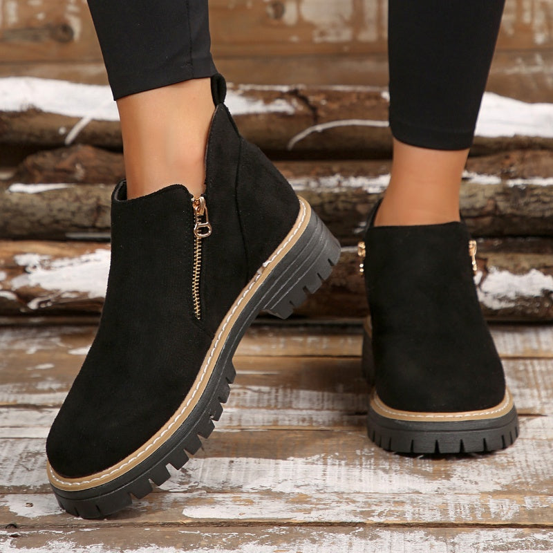 Birgitta | Ankle Boots with Side Zip Lug Sole