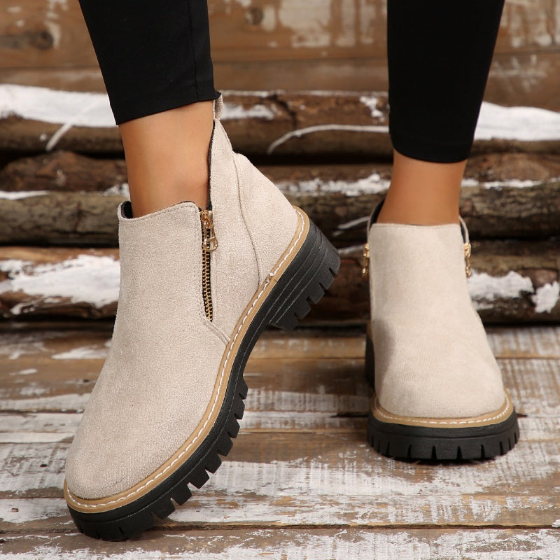 Birgitta | Ankle Boots with Side Zip Lug Sole