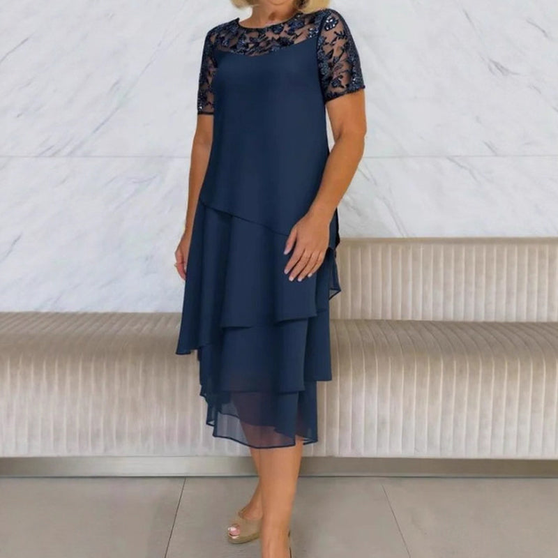 Relasha - Layered Midi Lace Sleeve Dress