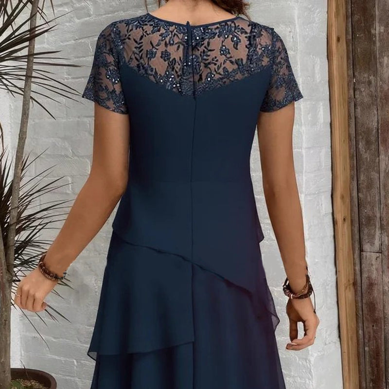 Relasha - Layered Midi Lace Sleeve Dress