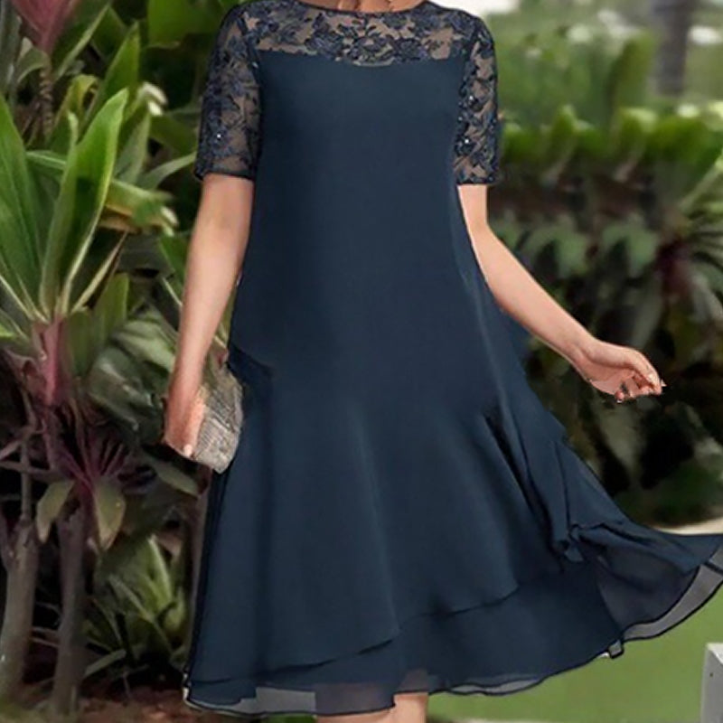 Relasha - Layered Midi Lace Sleeve Dress