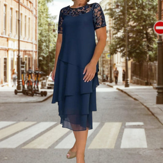 Relasha - Layered Midi Lace Sleeve Dress