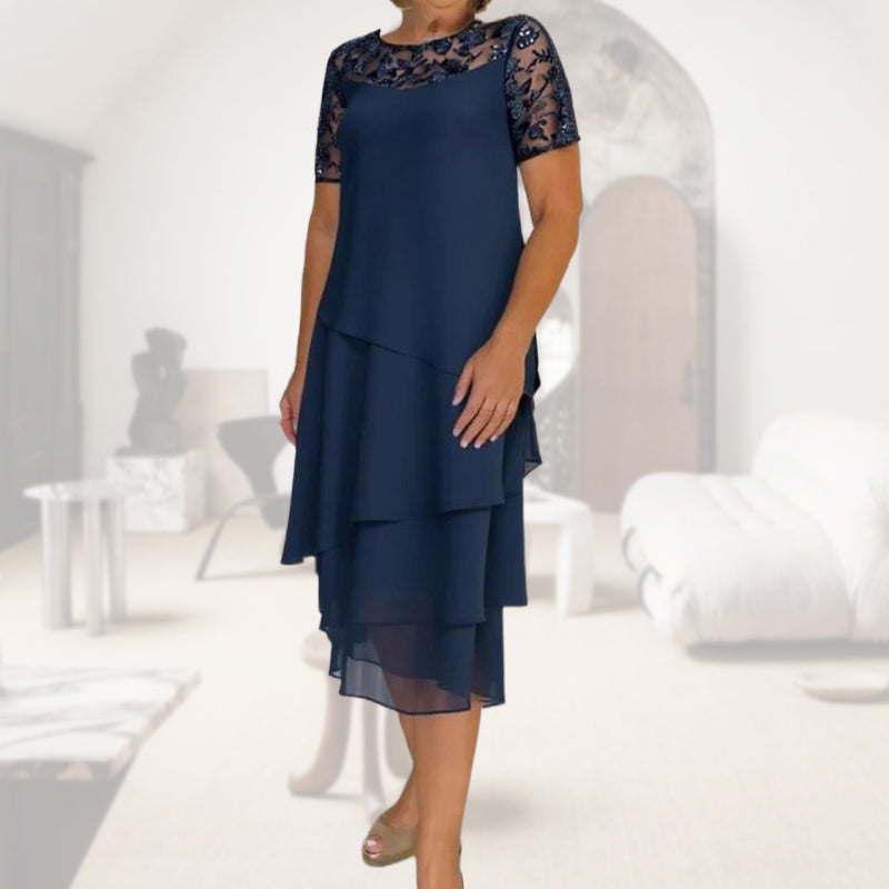 Relasha - Layered Midi Lace Sleeve Dress