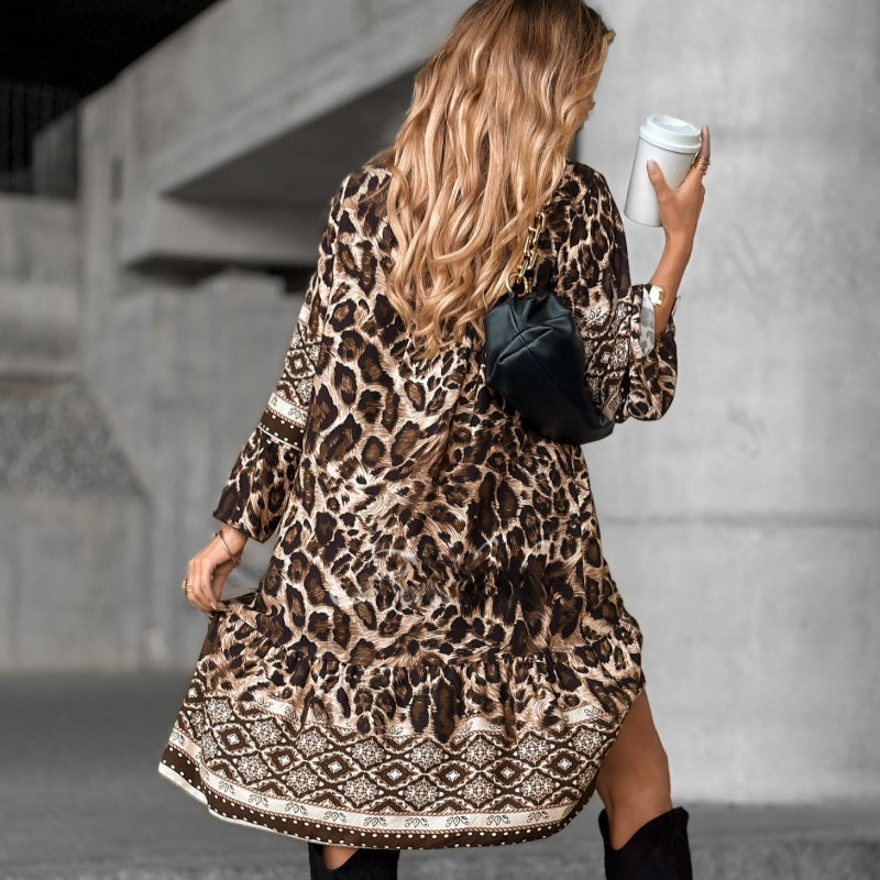 Anoukka | Printed V Neck Long Sleeve Dress
