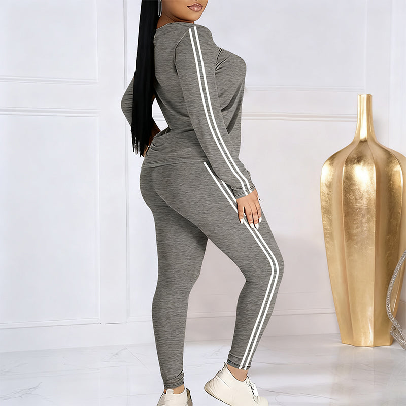 Shaked | Two-Piece Long-Sleeve Side-Stripe Fitted Tracksuit Set