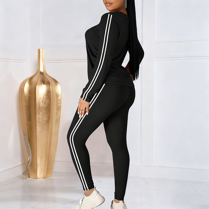 Shaked | Two-Piece Long-Sleeve Side-Stripe Fitted Tracksuit Set