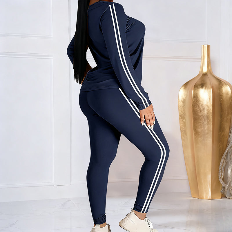 Shaked | Two-Piece Long-Sleeve Side-Stripe Fitted Tracksuit Set