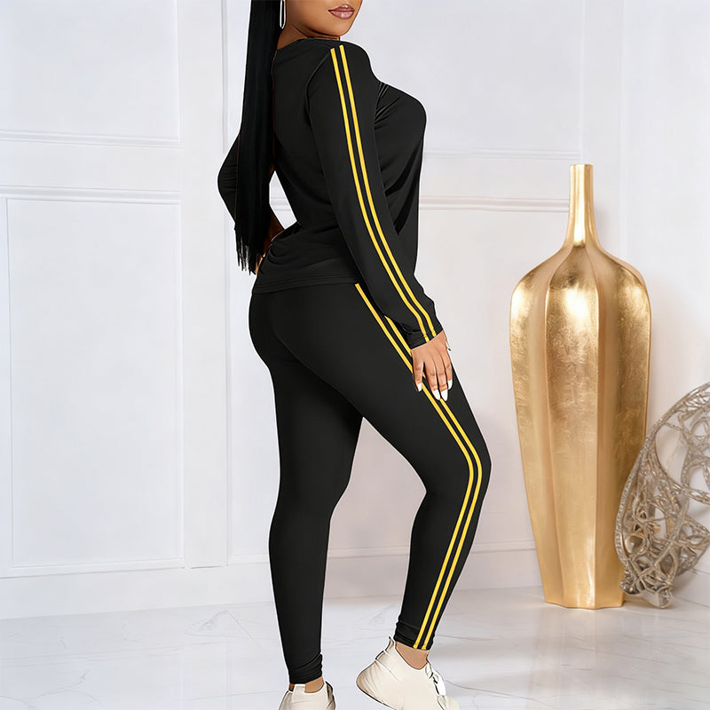 Shaked | Two-Piece Long-Sleeve Side-Stripe Fitted Tracksuit Set