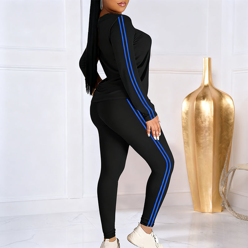 Shaked | Two-Piece Long-Sleeve Side-Stripe Fitted Tracksuit Set