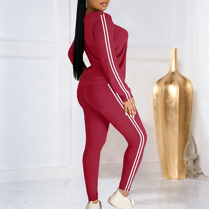 Shaked | Two-Piece Long-Sleeve Side-Stripe Fitted Tracksuit Set