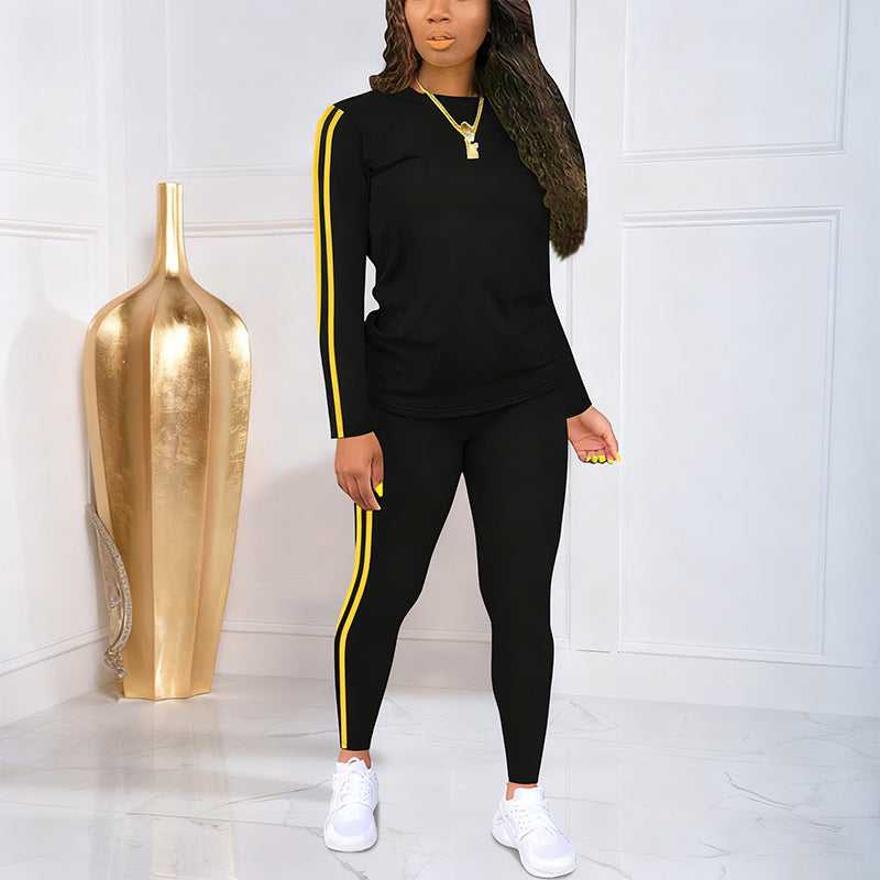 Shaked | Two-Piece Long-Sleeve Side-Stripe Fitted Tracksuit Set