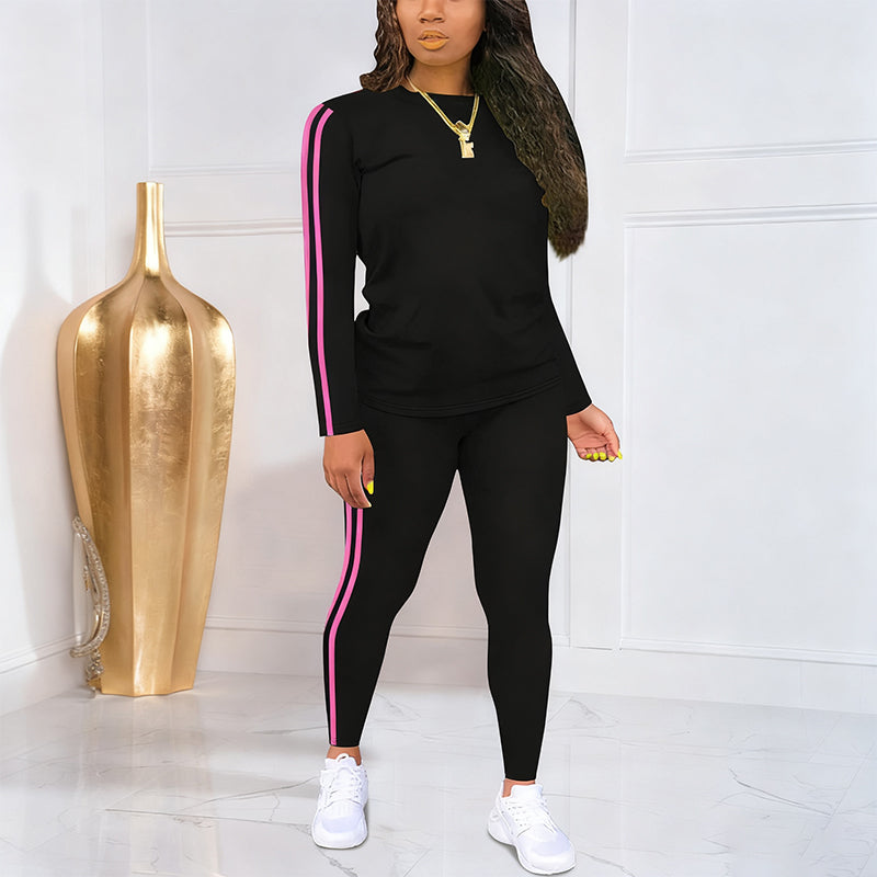 Shaked | Two-Piece Long-Sleeve Side-Stripe Fitted Tracksuit Set