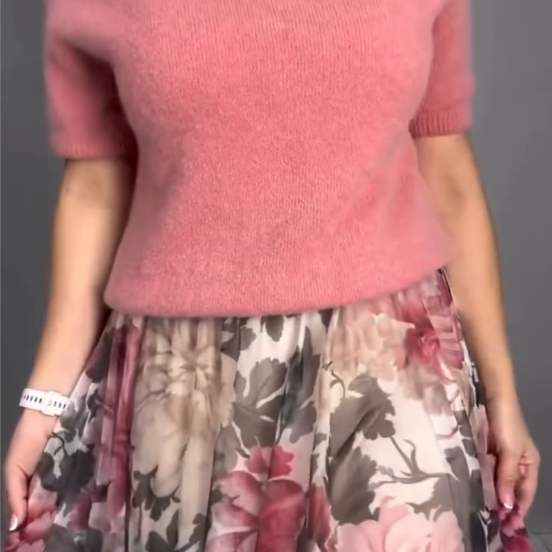 Nirosha | Knitted Top Floral Midi Skirt