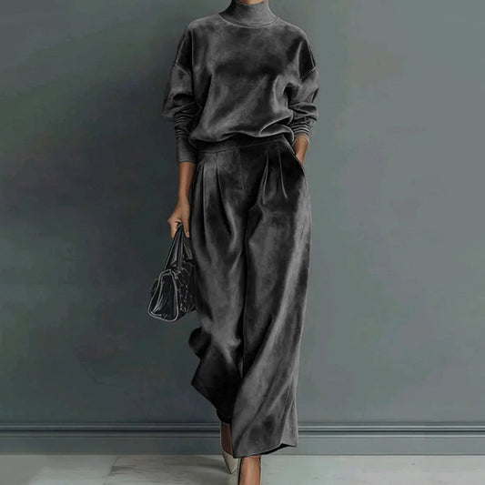 Lironah | High Neck Long Sleeve Two Piece Set