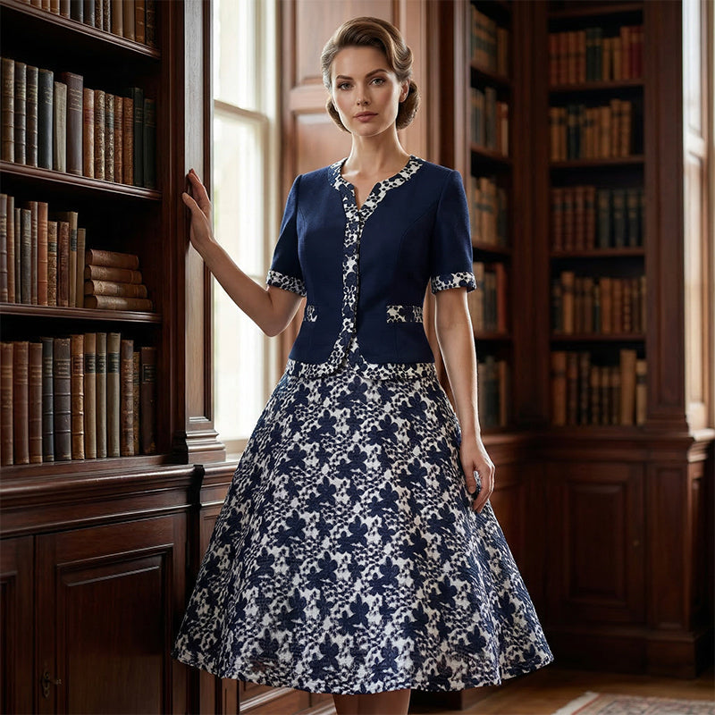 Jinia - Floral Print A Line Midi Dress