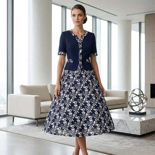 Jinia - Floral Print A Line Midi Dress