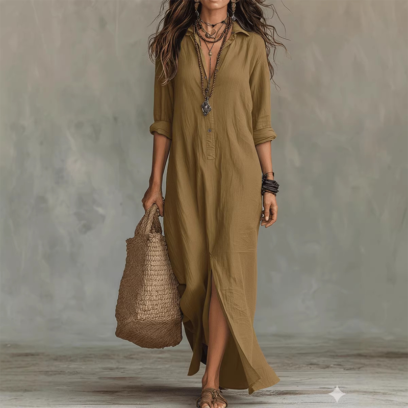 Nilza | Loose Long Sleeve Maxi Dress