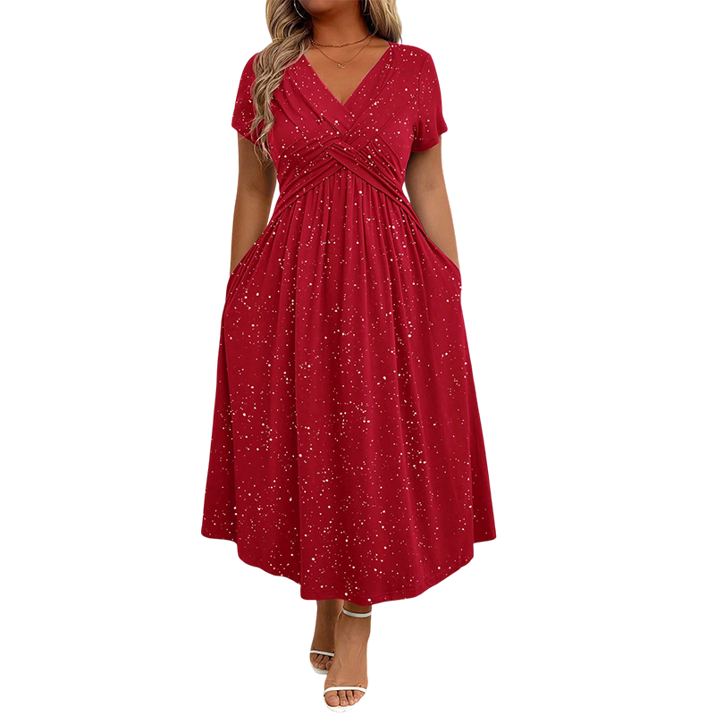 Sylinaa | Short Sleeve Twisted Midi Dress