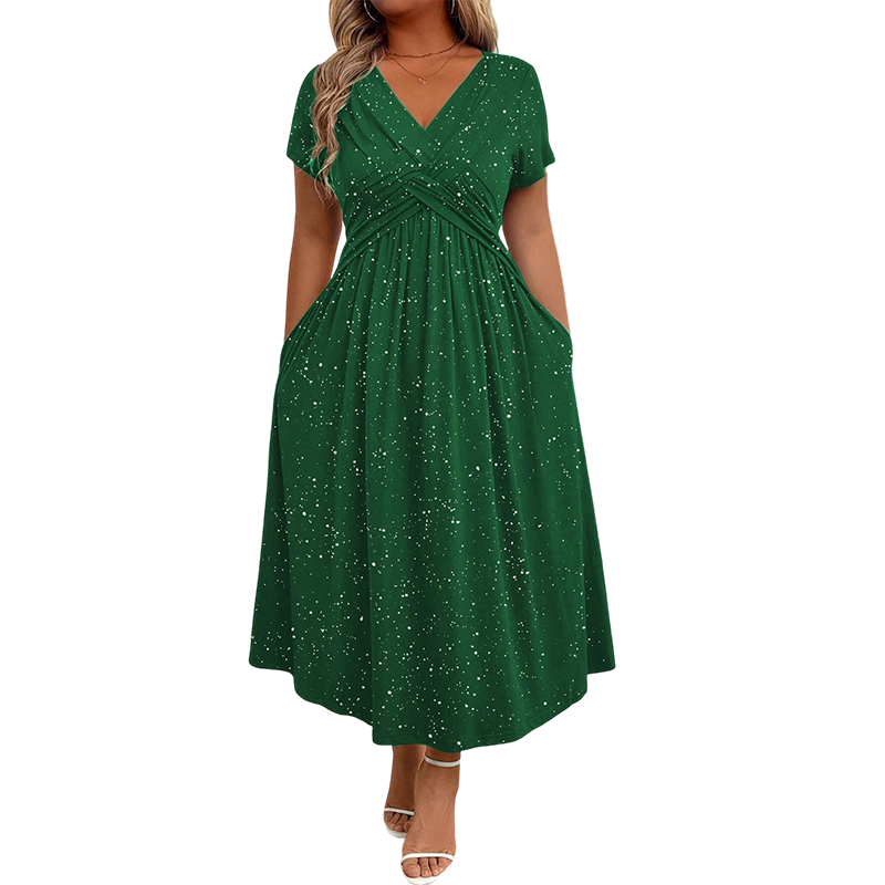 Sylinaa | Short Sleeve Twisted Midi Dress