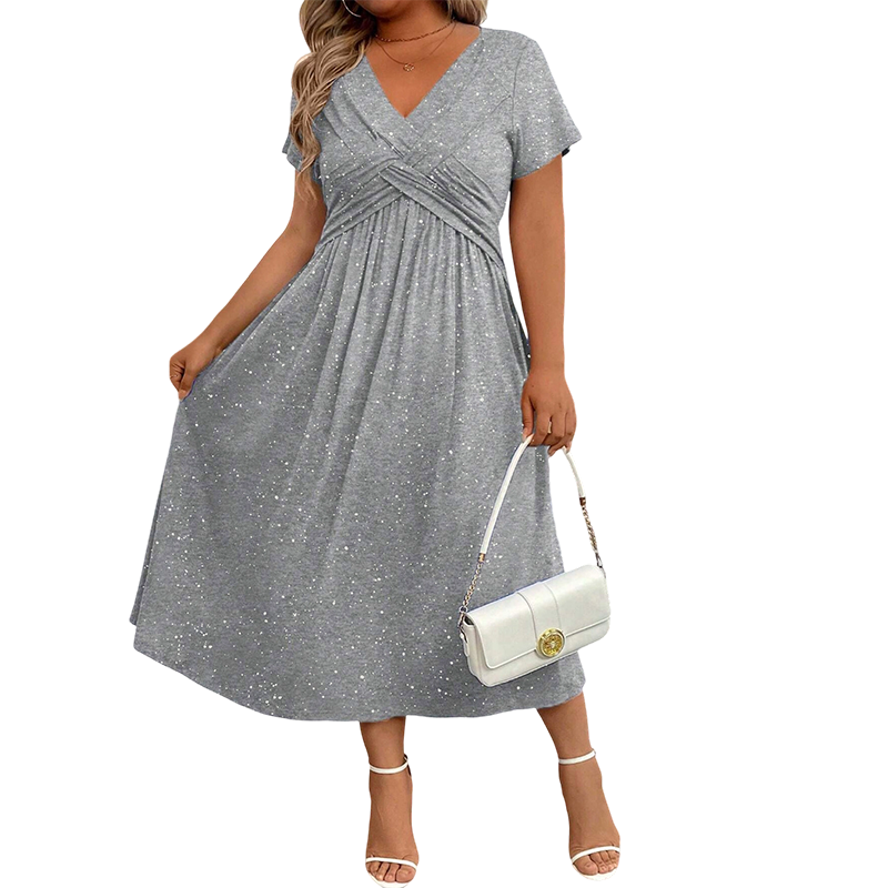Sylinaa | Short Sleeve Twisted Midi Dress