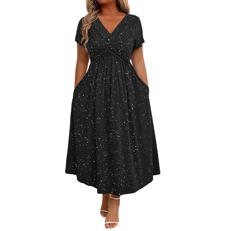 Sylinaa | Short Sleeve Twisted Midi Dress