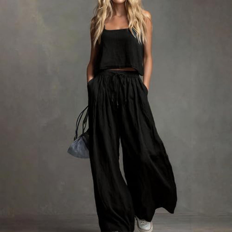 Githsara | Sleeveless Wide Leg Co-Ord Set